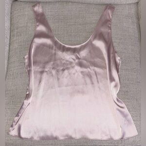 Zara NWT Blush Satin Tank Pink Small Scoop Neck Silky Date Night Career Classy
